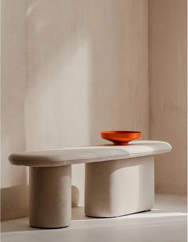 Bancă bej capitonată cu tapițerie din lână Rull – noo.ma