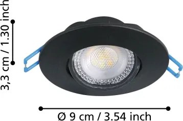 Eglo 300188 - Set de 3 spoturi LED încastrate GEDREZ LED/4,9W/230V, Ø 9 cm, negre