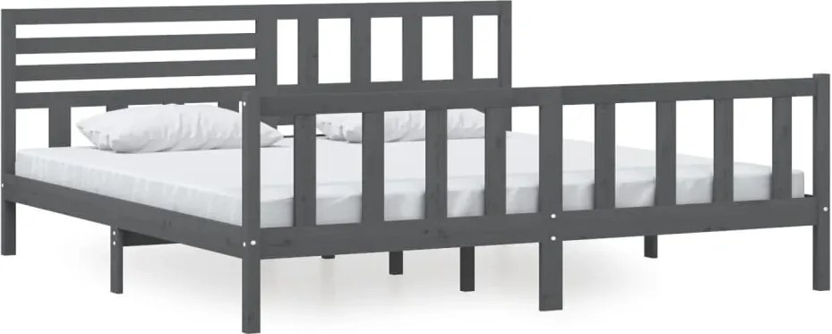 vidaXL Cadru de pat, gri, 200x200 cm, lemn masiv