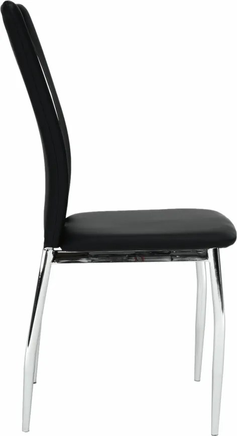 Scaun, negru / alb, piele ecologică / crom, SIGNA