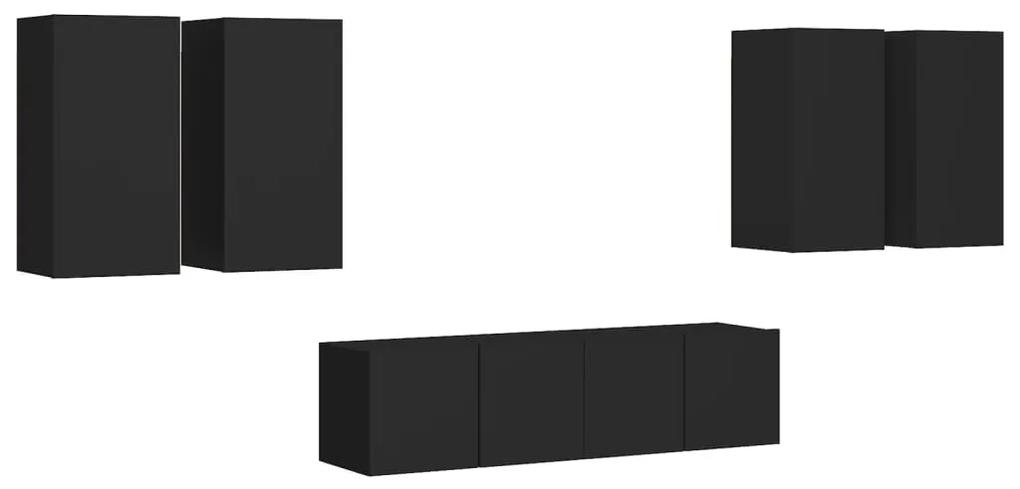 3078784 vidaXL Set dulapuri TV, 6 piese, negru, lemn prelucrat