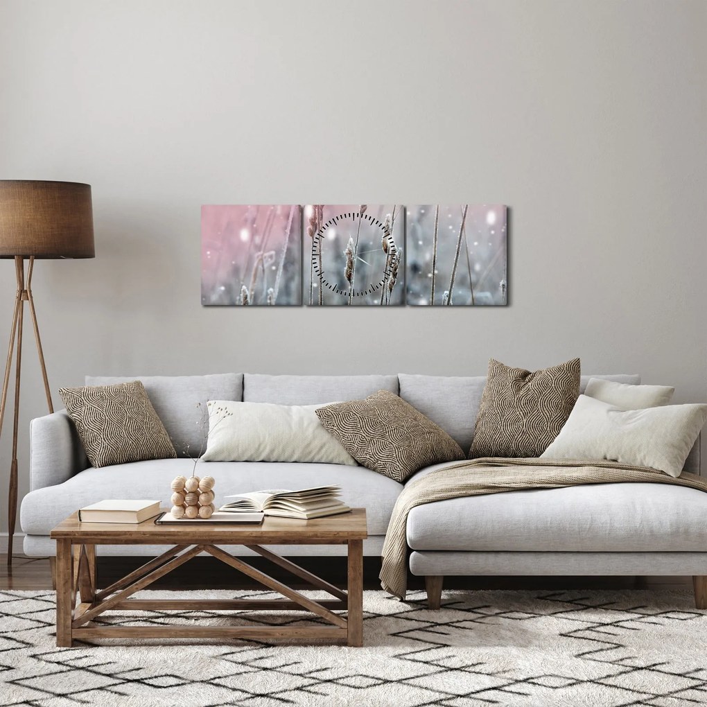 Tablou - Peisaj de iarnă (cu ceas) (90x30 cm)