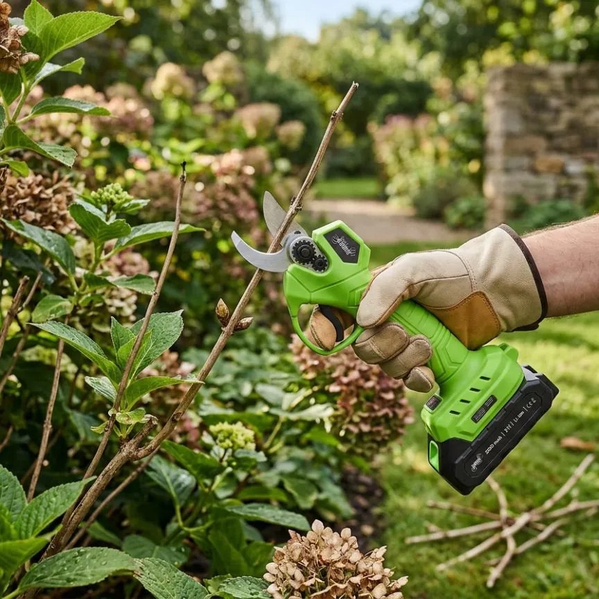 Foarfece de crengi fără fir cu 2 baterii și încărcător
