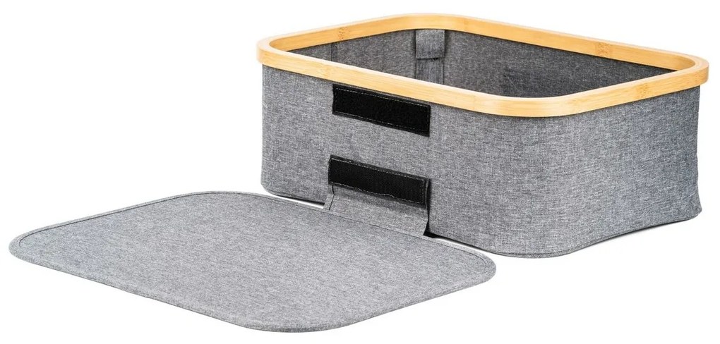 Cutie de depozitare G21 40 x 30 x 15 cm, dinbambus cu capac, gri