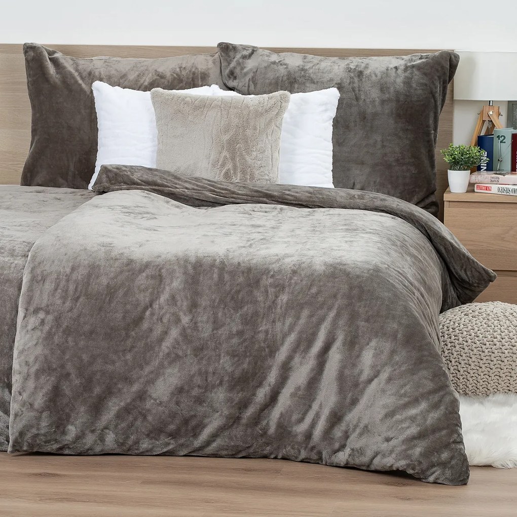 Lenjerie de pat din microflanel 4Home gri, 140 x 220 cm, 70 x 90 cm