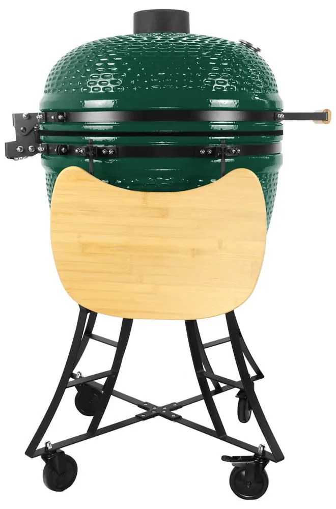 Grătar ceramic pentru cărbuni cu rafturi laterale, grilă de 57 cm