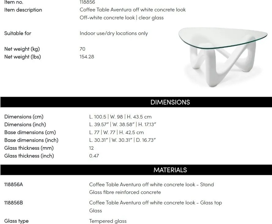 Masuta de cafea design LUX Aventura alb