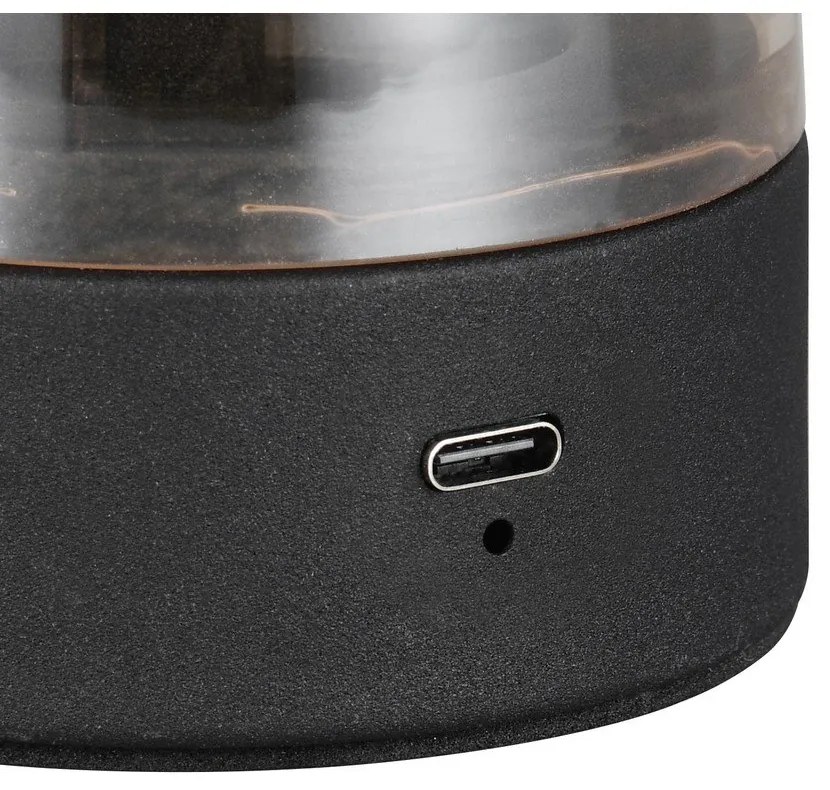 Veioză chihlimbar LED cu abajur din sticlă (înălțime 18 cm) Dooley – Trio