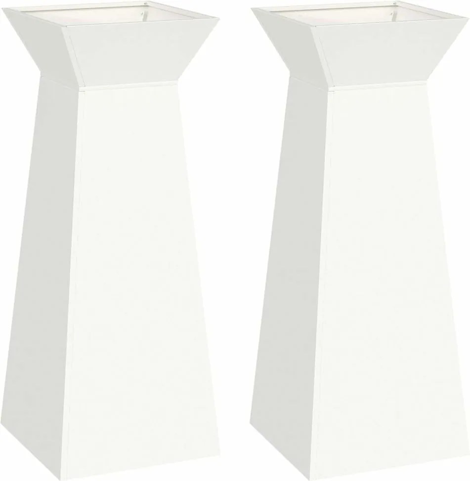 vidaXL Vază pe pilon 2 pcs Alb 40 x 40 x 100 cm