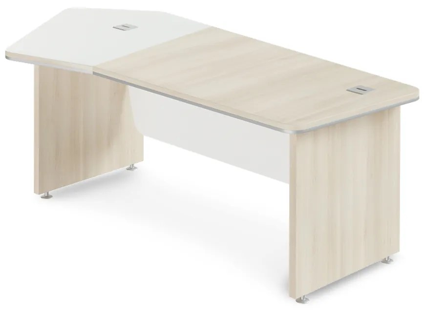 Birou de colț TopOffice Premium 227,1 x 109,6 cm, stânga, salcâm deschis / alb