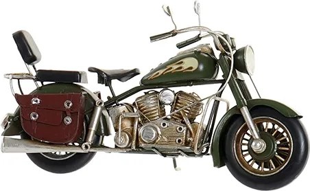 Decoratiune Motorcycle din metal maro cu verde 27x9x15 cm