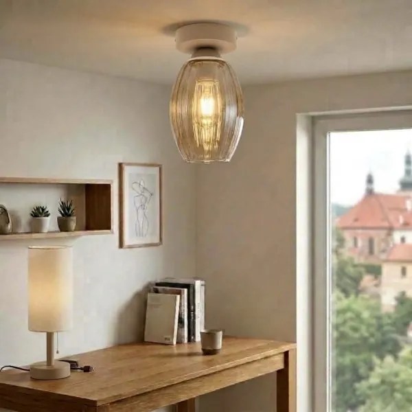 BRILAGI -LED Plafonieră R GLASS 1xE27/60W/230V Ø 17 cm bej/bej fumuriu