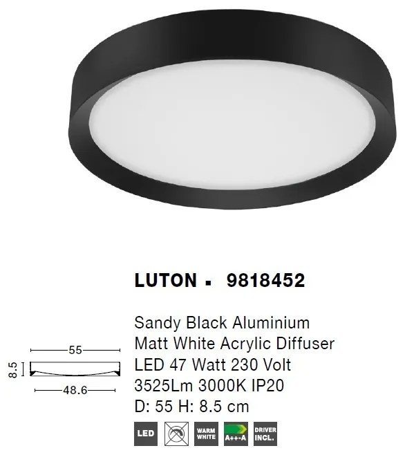 Lustra LED moderna design slim Luton negru NVL-9818452