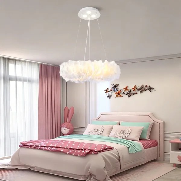 BRILAGI - Lustră LED suspendată pe cablu FEATHER, 3x E27/40W/230V + 3x LED/3W, Ø 40 cm, albă