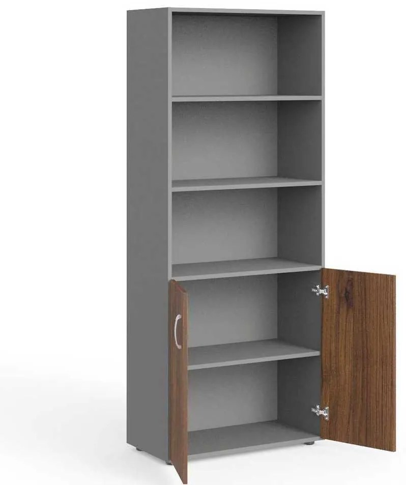 Dulap înalt Manager 79,9 x 42,2 x 196,5 cm, nuca warmia / gri