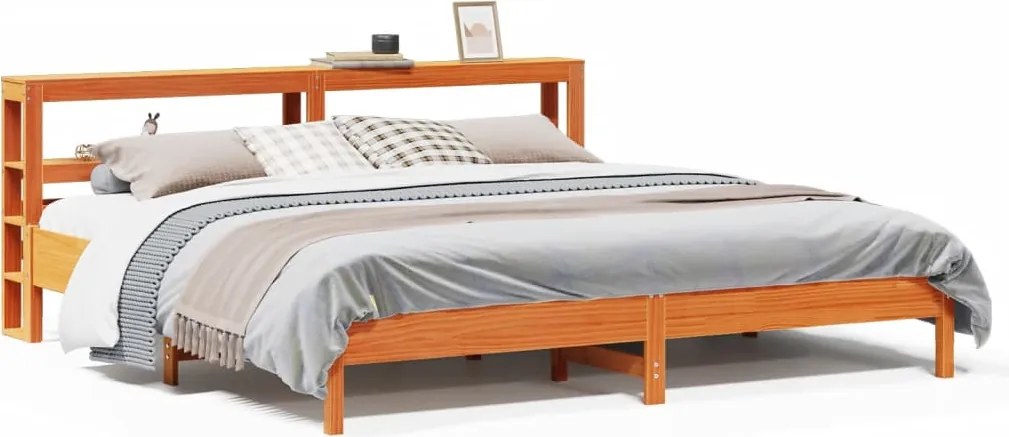 vidaXL Cadru de pat fără saltea, maro ceruit 180x200 cm lemn masiv pin