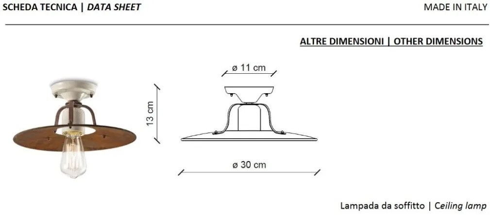 Plafoniera design retro realizata manual din ceramica si metal GRUNGE