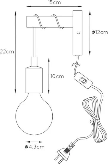 Lucide 08227/01/35 - Aplică perete PAULIEN 1xE27/60W/230V
