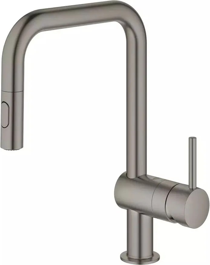 Baterie bucatarie cu dus extractibil Grohe Minta antracit periat Hard Graphite pipa U