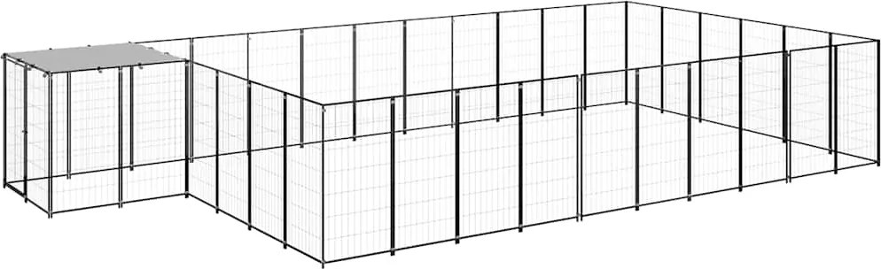 vidaXL Padoc pentru câini, negru, 19,36 m², oțel