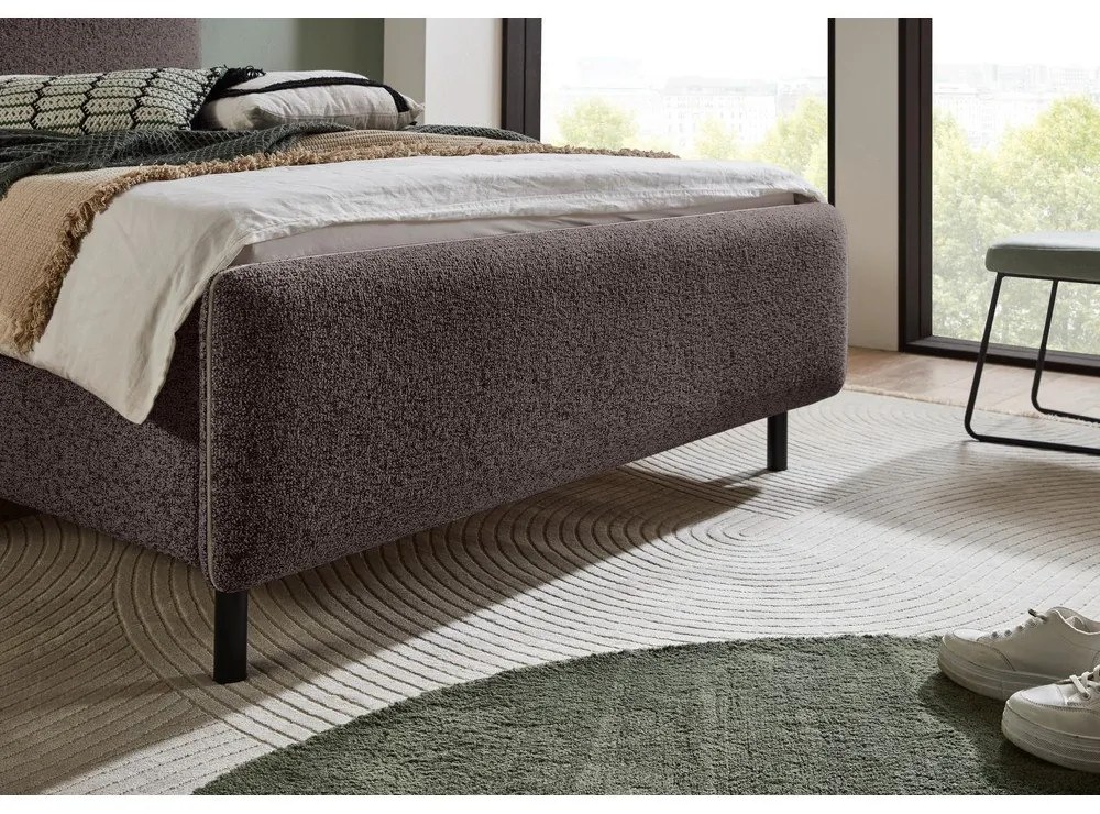 Pat matrimonial gri antracit tapițat fără somieră 180x200 cm Primo – Meise Möbel