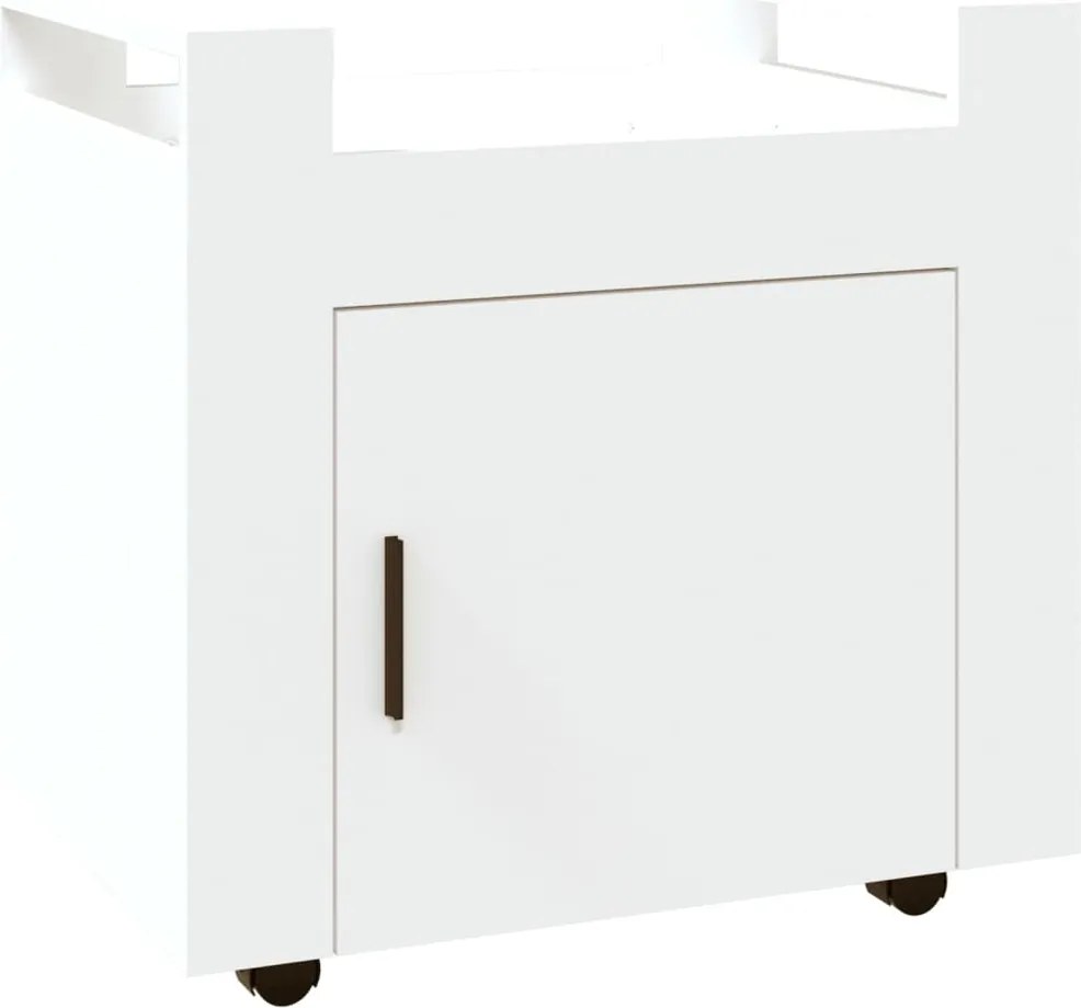 vidaXL Cărucior de birou, alb, 60x45x60 cm, lemn prelucrat