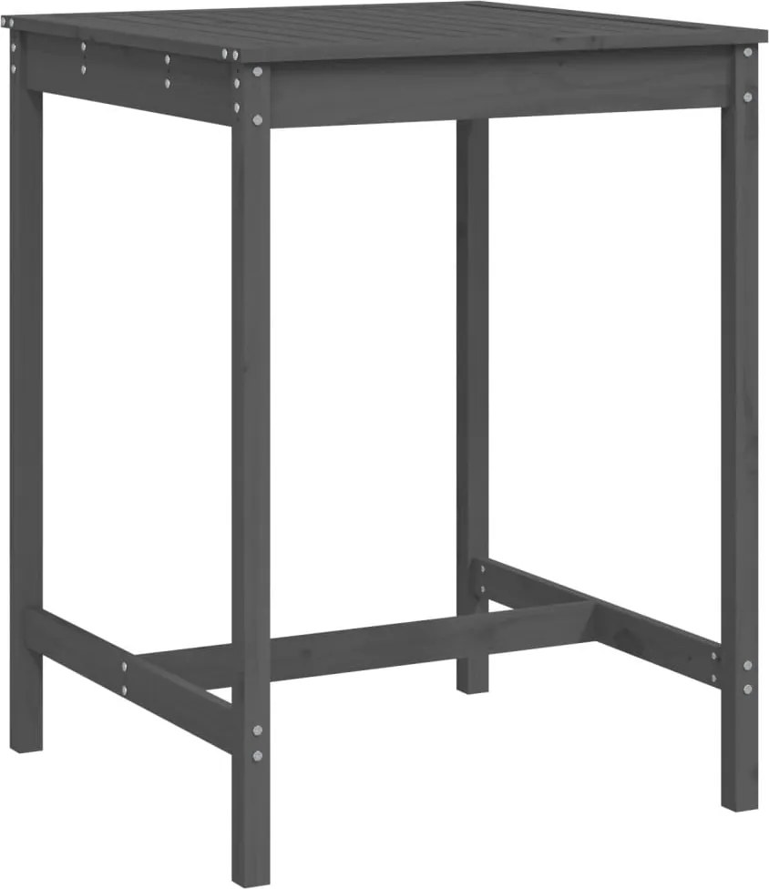 vidaXL Măsuță de grădină, gri, 82,5x82,5x110 cm, lemn masiv de pin