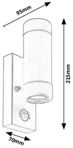 Aplică de exterior cu senzor MEDINA 2xGU10/10W/230V IP44 neagră Rabalux 8835
