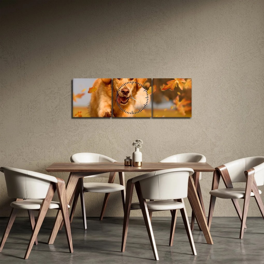 Tablou - Golden Retriever (cu ceas) (90x30 cm)