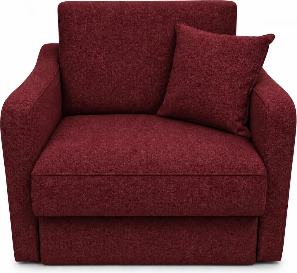 Fotoliu SAMY extensibil, cu lada de depozitare, stofa, rosu bordo, cadru metalic, 103x100x92 Stofa, Rosu Bordo