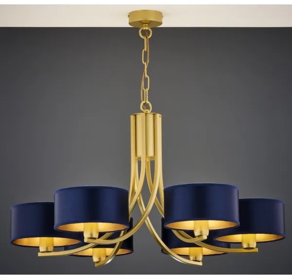 Jupiter 2095 - Candelabru ARTHUR cu lanț 6xE27/15W/230V albastru/auriu