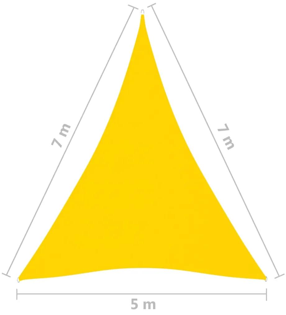 Parasolar, galben, 5x7x7 m, tesatura oxford, triunghiular Galben, 5 x 7 x 7 m