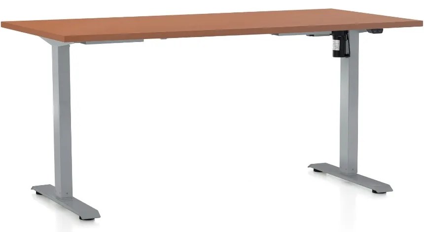 Masa inaltime reglabila OfficeTech A, 160 x 80 cm, bază gri, cireașă