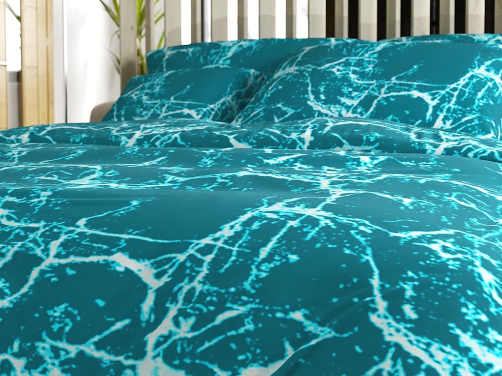 Lenjerie de pat din bumbac turcoaz TEMPESTA Dimensiune lenjerie de pat: 70 x 90 cm | 140 x 200 cm