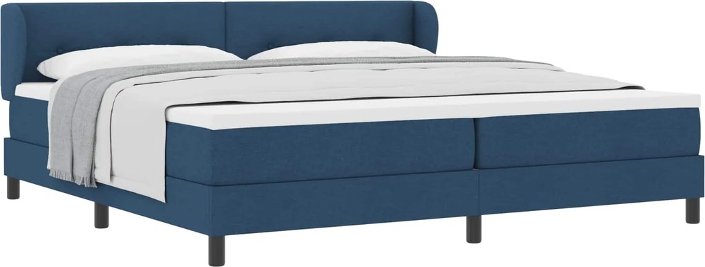 vidaXL Pat cu arcuri cu saltea albastru 200 x 200 cm țesătură