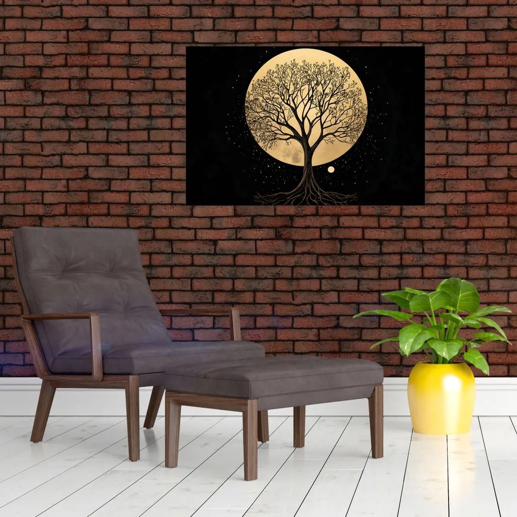 Tablou – Arbore în lună plină aurie I. (90x60 cm)