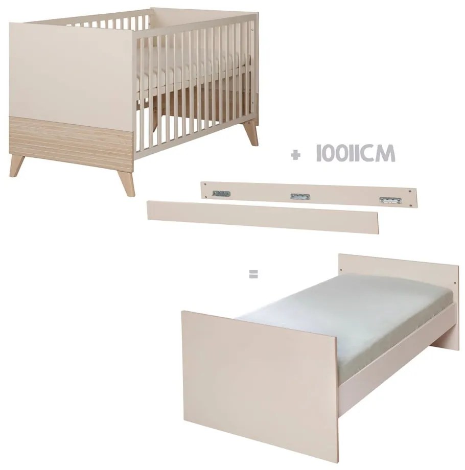 Pătuț bej cu înălțime reglabilă 70x140 cm Sidney – Roba