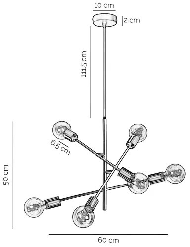 Lustră pe cablu ONLI CROSS 6xE27/22W/230V