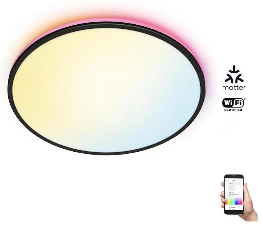 WiZ - Plafonieră LED RGBW RUNE 21W 230V negru cu Wi-Fi și dimmer