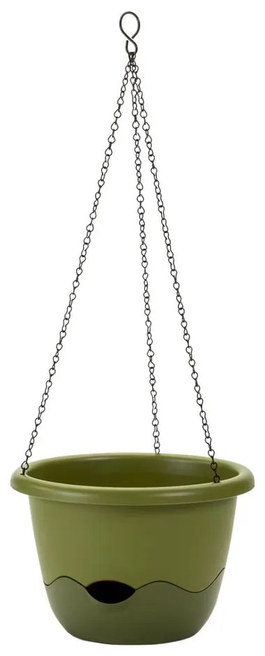 Ghiveci de agățat cu sistem de auto-irigare Plastia Mareta, lungime 25, verde