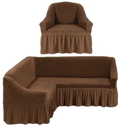 Set husa elastica si creponata cu volan pentru coltar + fotoliu, HC-04-1