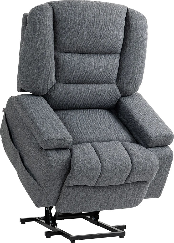 HOMCOM Scaun Rabatabil, Canapea cu Masaj prin Vibrații și Căldură, Scaun de Ridicare cu Telecomandă, 97x90x102 cm, Gri