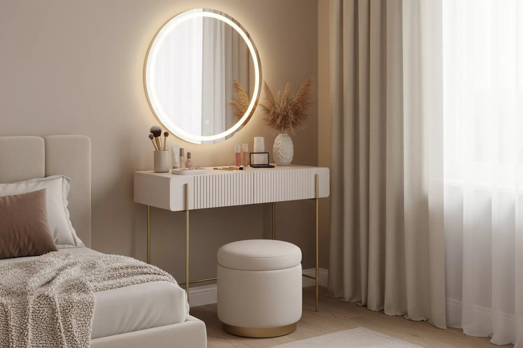 Masă de toaletă Malmi 100 cm - cașmir / picioare aurii