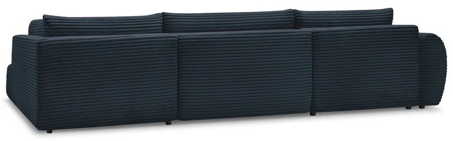 Colțar albastru închis extensibil/cu spațiu de depozitare cu tapițerie din catifea reiată (cu colț pe partea dreaptă/în formă de "U") Lucien – Bobochic Paris