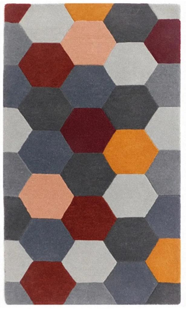 Covor Homeycomb Bedora,  160x230 cm, 100% lana, multicolor, finisat manual