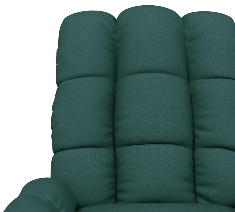 Fotoliu rabatabil de masaj cu ridicare verde inchis textil 1, Morkegronn