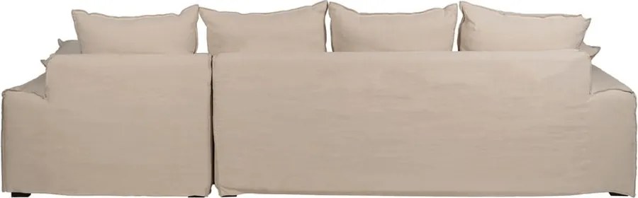 Colțar crem cu tapițerie din in (cu colț pe partea dreaptă, cu șezlong) – Ixia