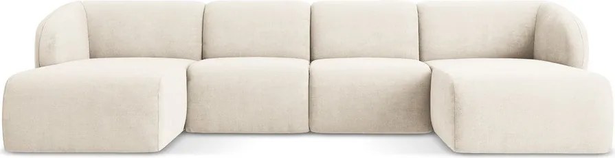 Colțar bej cu tapițerie din chenille (în formă de "U") Lani – Makamii