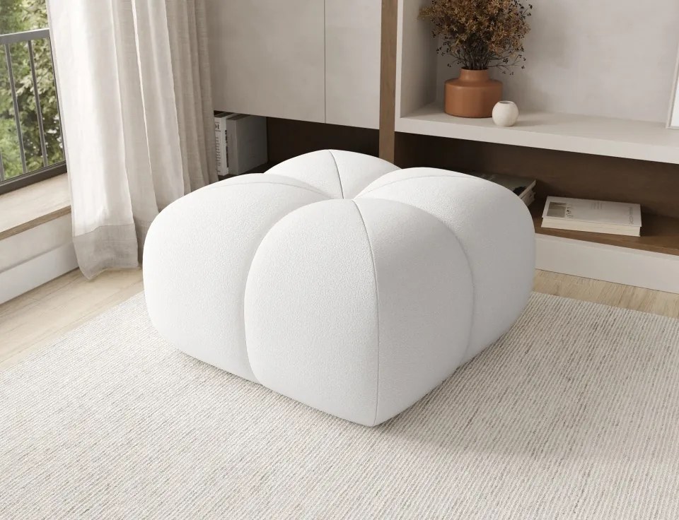 Puf Tapitat Covio 85x85x52 cm, alb Velvet – Paolli 01