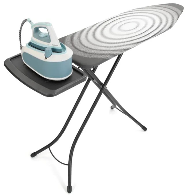 Masa de calcat Brabantia C 1003375, 124x45 cm, 7 pozitii de reglare, Suport generator de abur, Gri / Alb
